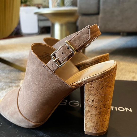 BCBG Loriah Taupe Cork Heel Sandal - Picture 3 of 14